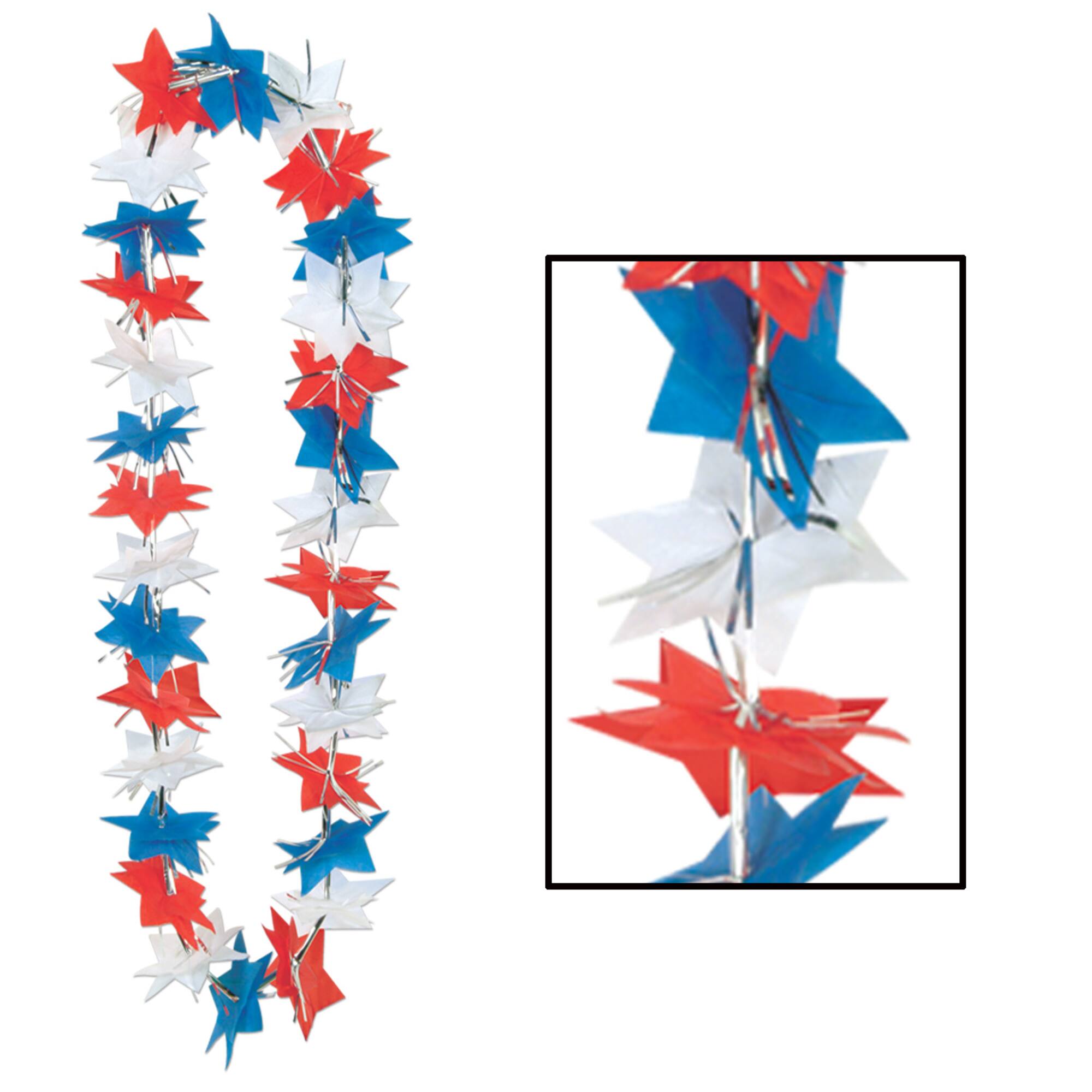 Beistle 36" Red, White & Blue Patriotic Star Party Leis, 3ct.